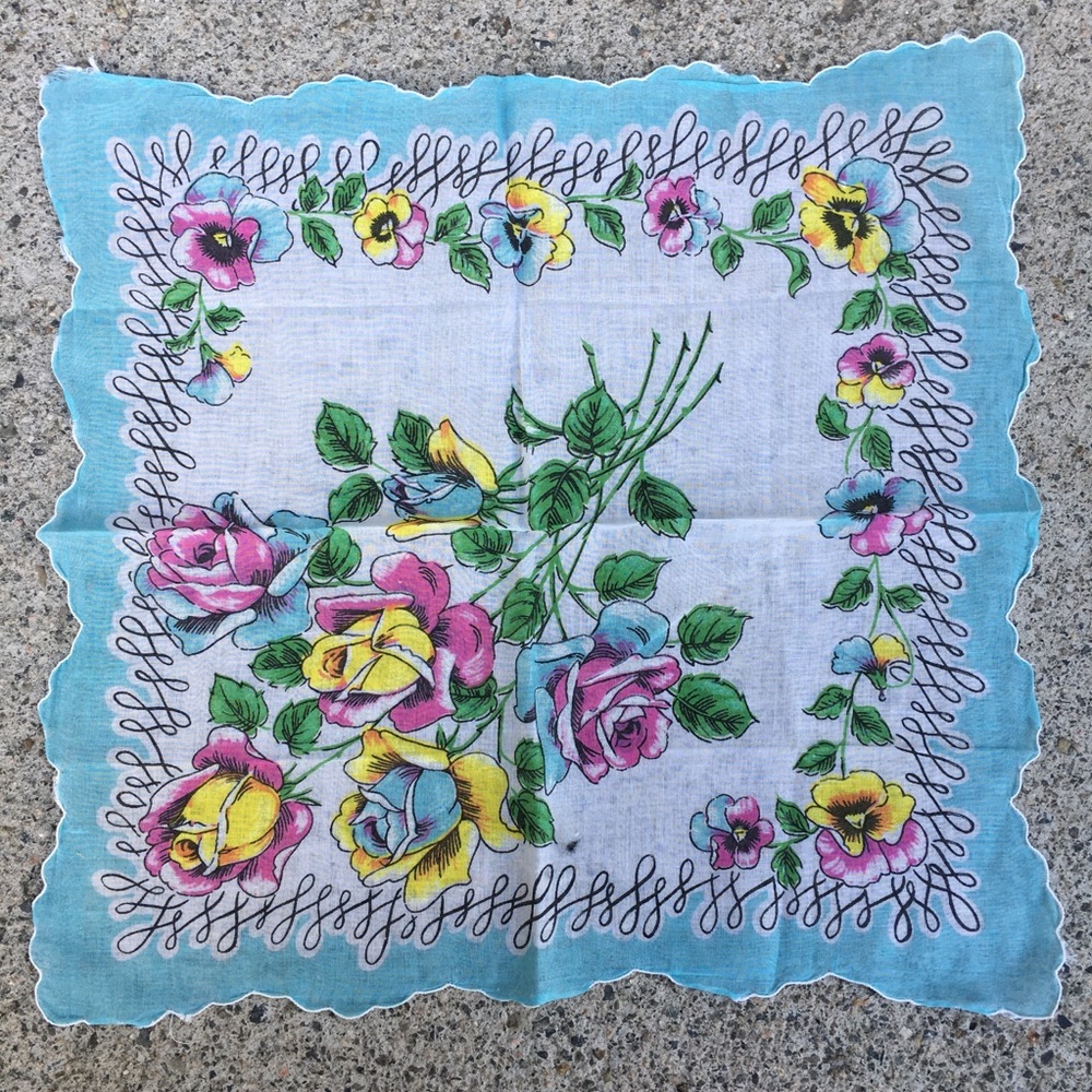 Vintage 1950’s *Spring Rose* Dainty Handkerchief